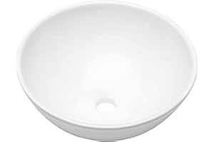Round Vessel Sink - Mocoloo 13” x 13“ Small Bathroom Sink White Porcelain Ceramic Lavatory Bowl Vanity Sink Above Counter, Modern Art Basin Toilet Sink