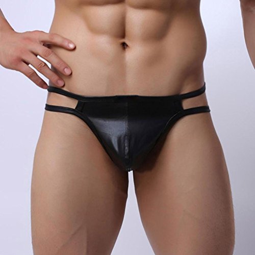 BeautyVan Hot Saleï¼ Men Shorts, Fashion Design Hot Sexy Men's Thongs G-String Underwear Leather Jockstrap Trunks (M, Black ~1)