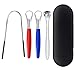 Tongue Scraper Cleaner, 5Pcs Stainless Steel Metal Tongue Scrapers Brush Oral Care Kit with Carrying Case, Reusable Tongue Scraping Cleaners for Adults and Kids Eliminate Bad Breath