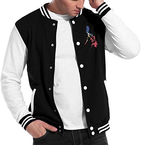 WOMh0EN Filipino Map Philippines Flag Long Sleeve Baseball Jacket Baseball Couples Jacket
