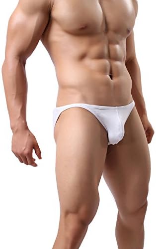 JIMEIK1 Men's Sexy Cotton Underwear Low Rise Briefs Bikini Swimsuit (S, White)