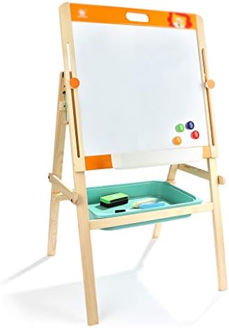 ZMHJ Easel Children Kids 2 in 1 Multifunctional Double Sided Black/White Wooden Easel Art Station Chalk Drawing Board Adjustable