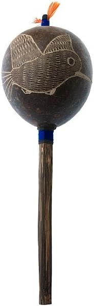 Peruvian  Amazon Shipibo Hummingbird Design Jungle Rattle (2-3" Small) Yellow