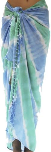 Santiki Tie Dye Striped Full Sarong - Blue/Green