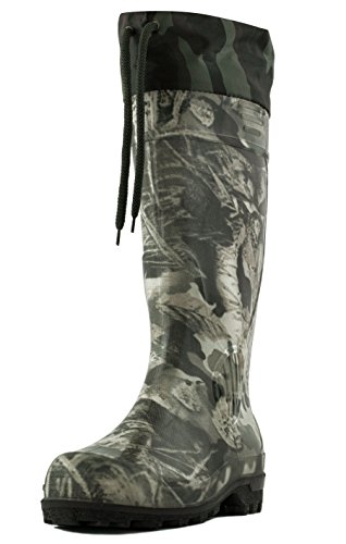 Men's Insulated Hunting Camo Waterproof Rubber Boots (12, Camo Khaki)