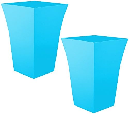 CrazyGadget 2 x Large Milano Tall Planter Square Plastic Garden Flower Plant Pot Gloss Finish BLUE