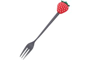 Coffee Spoon Cute Fruit Fork Coffeeware Ice Cream Dinnerware Sugar Dessert Stirring Spoons(Red Strawberry Fork)