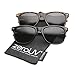 zeroUV Classic Eyewear 80's Retro Large Horn Rimmed Style Sunglasses (2-Pack Smoke Lens (Black + Tortoise))