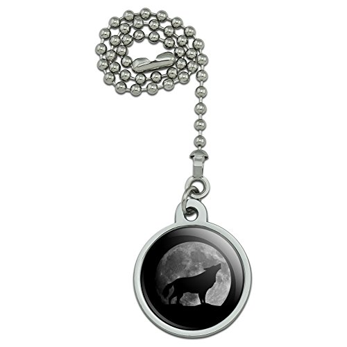 Wolf Howling Moon Silhouette Ceiling Fan and Light Pull Chain