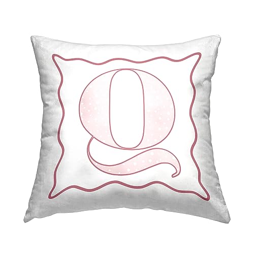Stupell Industries Polka Dot Pink Letter Pillow, 18 x 18, Q