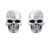 Xusamss Punk Body Piercing Earrings Stainless Steel Crystal Skull Stud Earrings