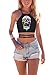 JomeDesign Women's Summer Halter Cross Hollow Boho Bandage Tank Camis Crop Top Vest,Skull,One Size