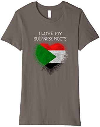 Womens I love my Sudanese Roots Sudan Flag T-Shirt Medium Asphalt