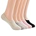Ueither Women's Non Slip No Show Low Cut Liner Cotton Socks 5 Packs(Shoe:6.5-8.5),C1 (5 Packs)
