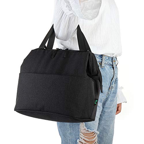 Lunch Bag Box Insulated Lunch Tote Bag Cooler with YKK Zipper, Extra Pocket Shoulder Strap For Meal Prep Men Women Kids Adults 9 Cans (Black N24) by F40C4TMP