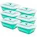 Collapse-it Silicone Food Storage Containers - BPA Free Airtight Silicone Lids Collapsible Lunch Box Containers - Oven, Microwave, & Freezer Safe (Teal (6) 3.5-Cup Set)