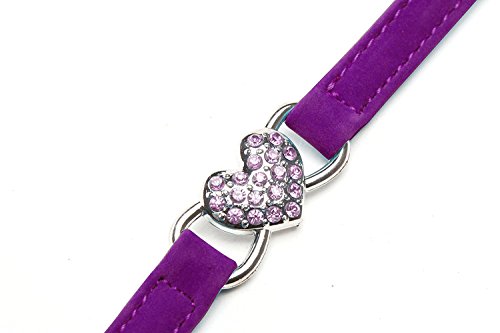 WZPB Adjustable Dog Necklace Cat Collar with Crystal Heart Charm and Bells(2 Set) - Thumbnail 3