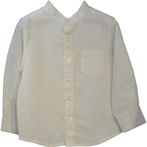 Boys Mandarin Collar Button Down Shirt (Baby) (6Y, Off-White)