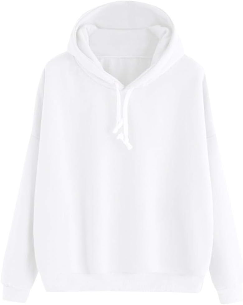 Solid Long Sleeve Casual Hoodie,Women Ladies Hooded Sweatshirt Pullover Top