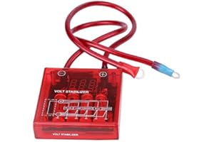 KEENSO Auto Alternator Voltage Regulator, Universal Digital Stabilizer 12V Kit with 3 Ground Cables for Car Truck Electrical Systems (Red)