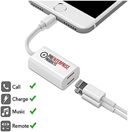 iPhone 8/8 Plus Dual Charging and Headphone Port, PREnterprise Double Audio and Charge Splitter, iPhone 7/7+ Plus &amp; iPhone X Charger and Lighting Adapter iOS 10.3 and iOS 11