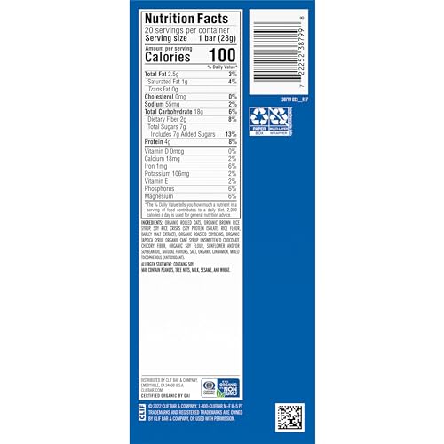 CLIF BAR MINIS – CHOCOLATE CHIP – MADE WITH ORGANIC OATS – 4G PROTEIN – NON-GMO – PLANT BASED – SNACK-SIZE ENERGY BARS – 0.99 OZ. (20 PACK)