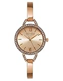 SO&CO New York Women's 5088.4 SoHo Quartz Crystal Accent 16K Rose Tone Stainless Steel Bangle Watch