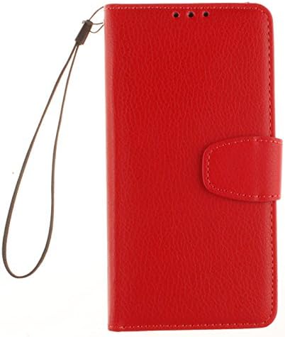 Lenovo S90 Case,Lenovo S90 Cases,Aipyy [Card Slot][Magnetic Closure] Pure Color Litchi Texture PU Leather Wallet Folio Flip Case with Wrist Starp kickstand Cover for Lenovo S90 [Red]