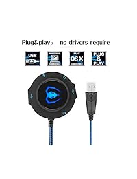 micolindun beexcellent 3.5 mm canal de sonido virtual 7.1 tarjeta de sonido externa (USB Juego Auricular Hub, Negro Azul