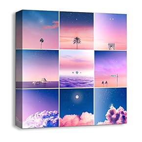 Canvas Wall Art Animals Plants Collage Ideas Home Wall Decorations for Bedroom Living Room Oil Paintings Canvas Prints Framed - 12x12 inches