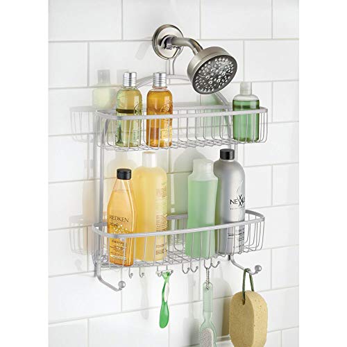 mDesign Extra Wide Metal Wire Bathroom Tub & Shower Caddy, Hanging