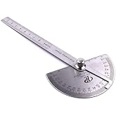Atoplee Stainless Steel Protractor 0-180&deg; Round Head Protractor - Angle Finder Craftsman Ruler Machinist Tool Ruler Adjustable Woodworking Angle Measure Tool
