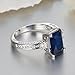 Psiroy 925 Sterling Silver Plated Emerald Cut Created Blue Sapphire Filled Anniversary Ring Size 8