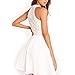 Dreaweet Women's Mesh Vintage Floral Lace Swing Halter Neck Sleeveless Skater Dress White Small