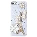 niceEshop White Bling Eiffel Tower With Flowers Crystal Rhinestone Hard Case Cover For Apple iPhone 5 5S