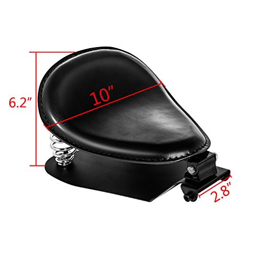Senkauto 3" Leather Solo Seat with Spring Bracket Kit for Harley Davidson Sportster XL 1200 883 48 Chopper Bobber Seats Yamaha Kawasaki Custom (Seat w/Bracket, Type D)