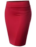NEARKIN Beloved Womens Waistband Double Layered Pencil Midi Skirt
