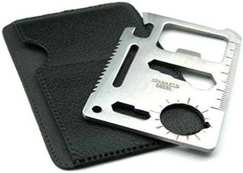 XHY 11 in 1 Multifunctional Credit Card Tool Stainless Steel Survival Pocket Camping Tool,5 Pack