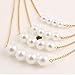 Usstore Women Lady Multilayer Metal Size Double Faux Pearl Necklace