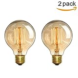 Vintage Edison Bulbs,Elfeland 60W Antique Retro Incandescent Dimmable Light Bulb Squirrel Cage Filament Light Bulb Dimmable for Home Light E26/E27 Base G80 110V (2 Pack)