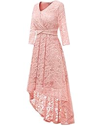 VESTIDOS Vestido de dama de honor de encaje floral, estilo vintage, manga 3 4, para boda, fiesta, cóctel