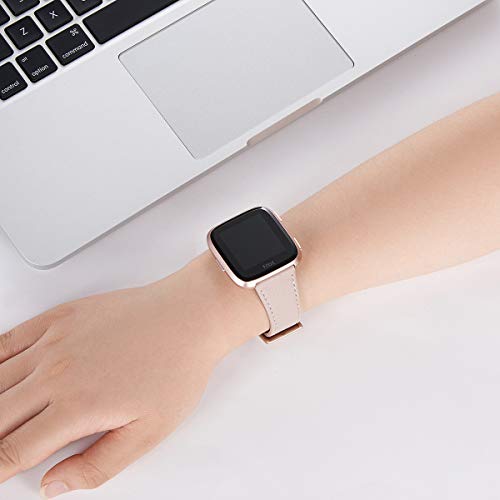 WFEAGL for Fitbit Versa Bands, Top Grain Leather Band Replacement Strap