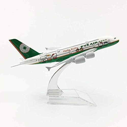 Model 16Cm 1/400 Scale Eva Air Green Airbus A380 Aircraft Model Simulation Passenger Airplane Model Alloy Static Decoration