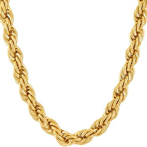 LIFETIME JEWELRY 24k Real Gold Plated Large, Metal Rope Chain