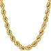 Lifetime Jewelry Gold Chain for Men and Women [ 7mm Rope Chain ] 20X More 24k Real Gold Plating Than Other Gold Chains - Durable Mens Necklace with Free Lifetime Replacement Guarantee 16 to 36 inches