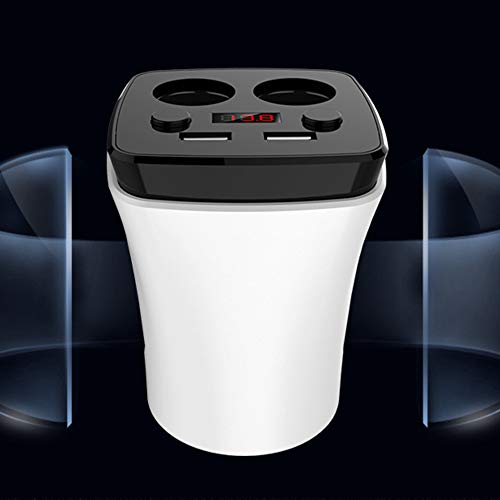 CACT CactusAngui Dual USB Port Car Phone Cup Charger 2 Cigarette Lighter Socket Power Adapter Black White