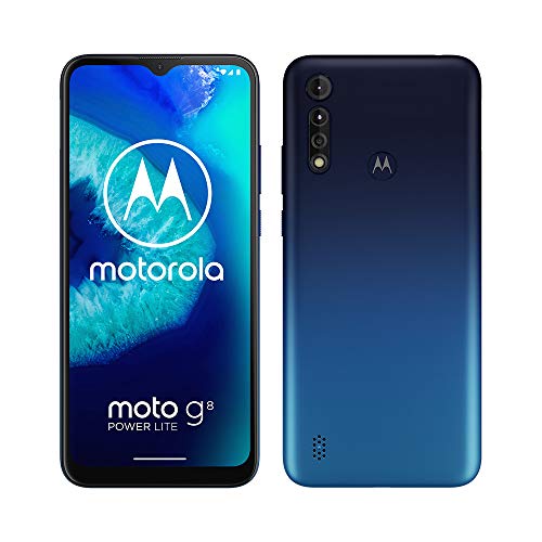 Motorola Moto G8 Power Lite Smartphone Débloqué (6,5" Hd+ Display, 2.3 Ghz Octa-Core Processor, 16 Mp Triple Camera, 5000 Mah Batterie, Dual Sim, 4/64Gb, Android 9), Bleu Royal