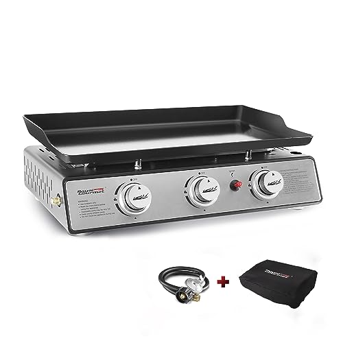 Royal Gourmet 24Inch 3Burner Portable Table Top Gas Grill Griddle in