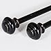Turquoize Black Curtain Rods 2 Pack Window Curtain Rods for Windows 48 to 84 inch 3/4 Inch Adjustable Decorative Single Curtain Rod Set, Black With Antique Bronze Finishing, 2 Pack