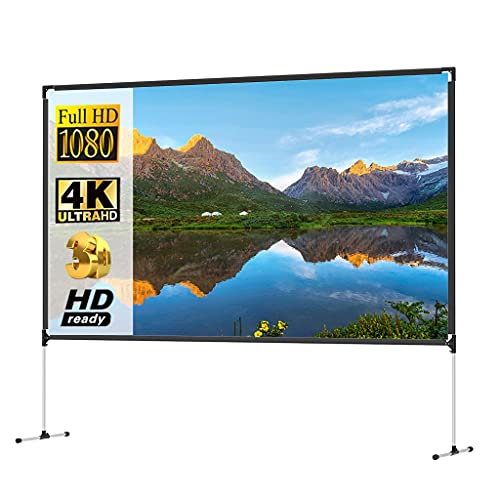 TYBB Outdoor Projector Screen with Stand 100 Inch 16:9 8K 4K 3D Fast Folding Portable Indoor Projection Screen